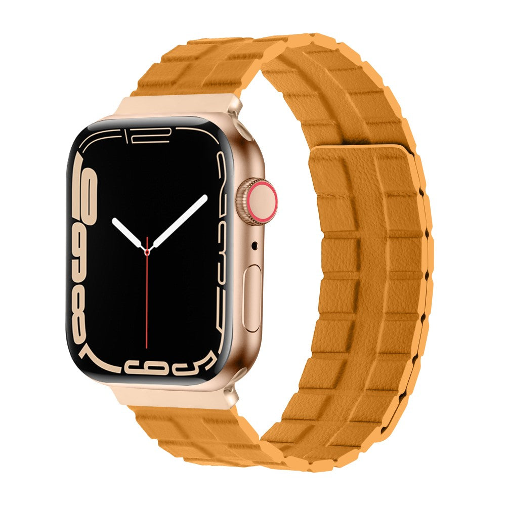 Mega Elegant Ægte Læder Universal Rem passer til Apple Smartwatch - Gul#serie_3