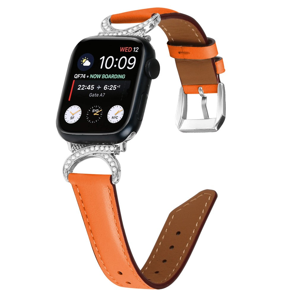 Helt Vildt Skøn Ægte Læder Universal Rem passer til Apple Smartwatch - Orange#serie_1