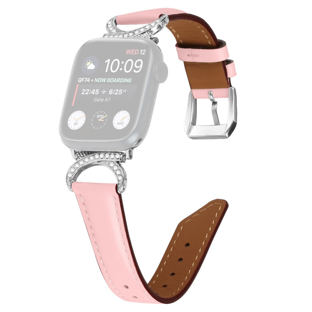 Helt Vildt Skøn Ægte Læder Universal Rem passer til Apple Smartwatch - Pink#serie_2