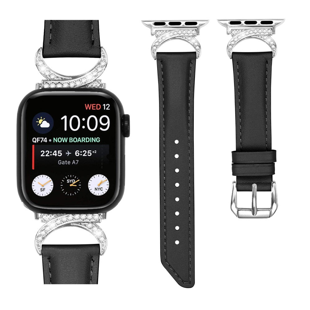 Helt Vildt Skøn Ægte Læder Universal Rem passer til Apple Smartwatch - Sort#serie_3