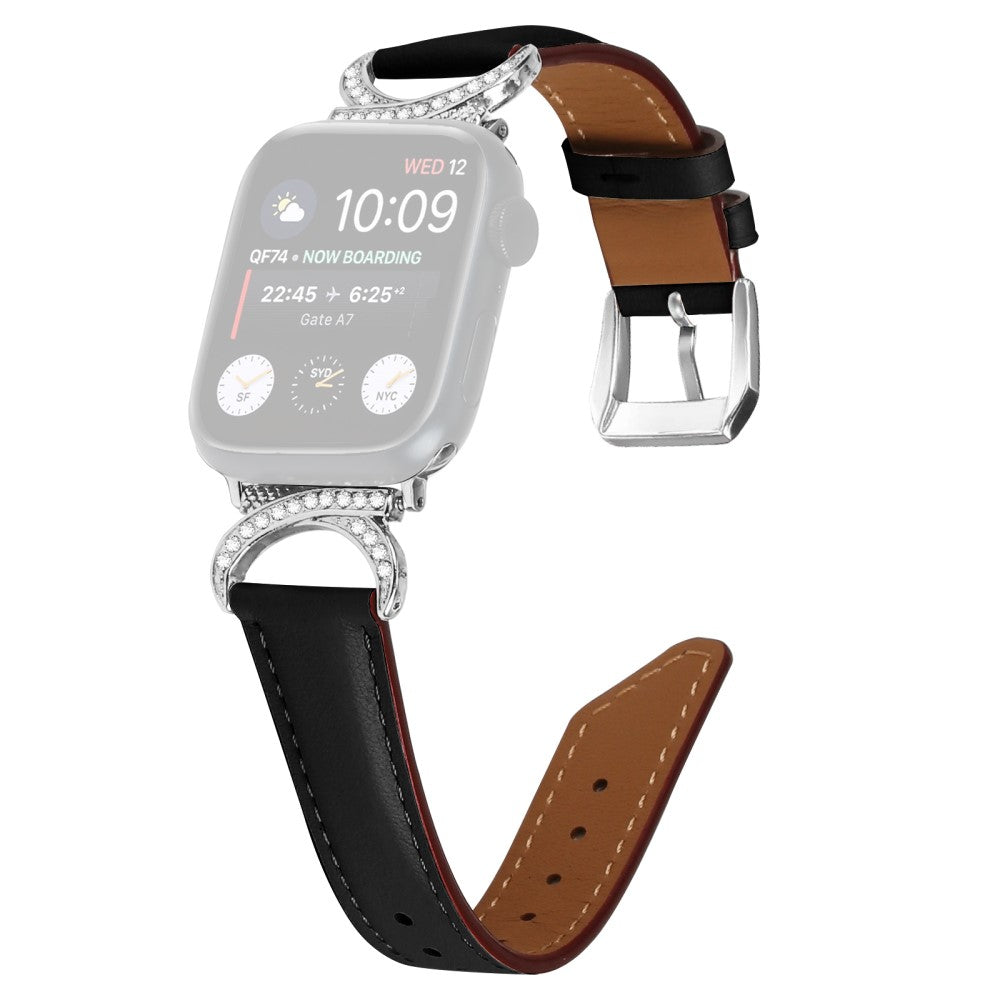 Helt Vildt Skøn Ægte Læder Universal Rem passer til Apple Smartwatch - Sort#serie_3