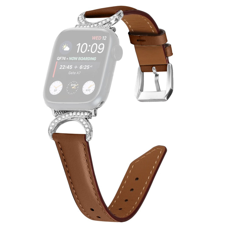 Helt Vildt Skøn Ægte Læder Universal Rem passer til Apple Smartwatch - Brun#serie_6