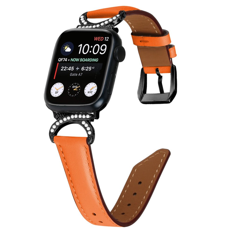 Helt Vildt Sejt Ægte Læder Universal Rem passer til Apple Smartwatch - Orange#serie_1