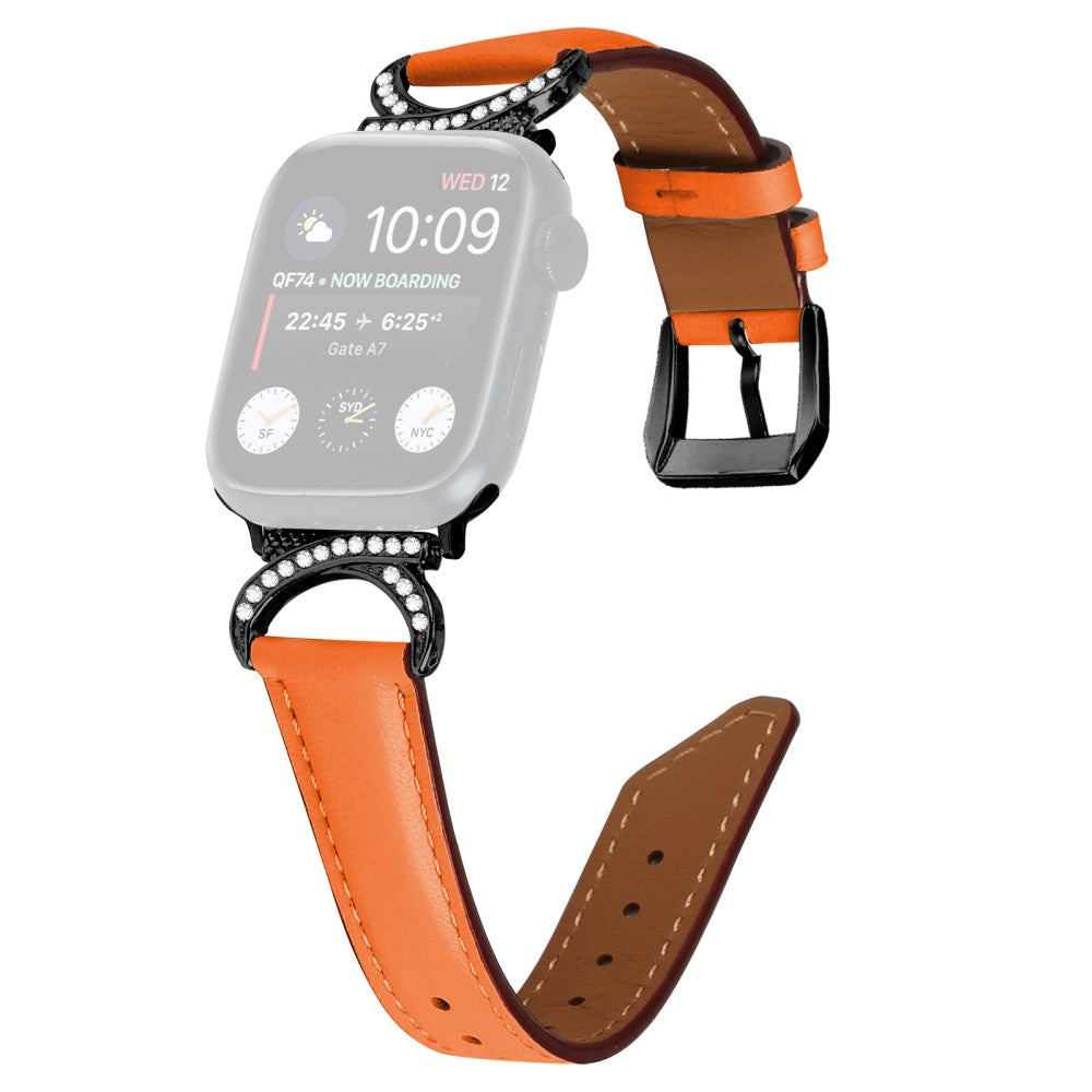 Helt Vildt Sejt Ægte Læder Universal Rem passer til Apple Smartwatch - Orange#serie_1