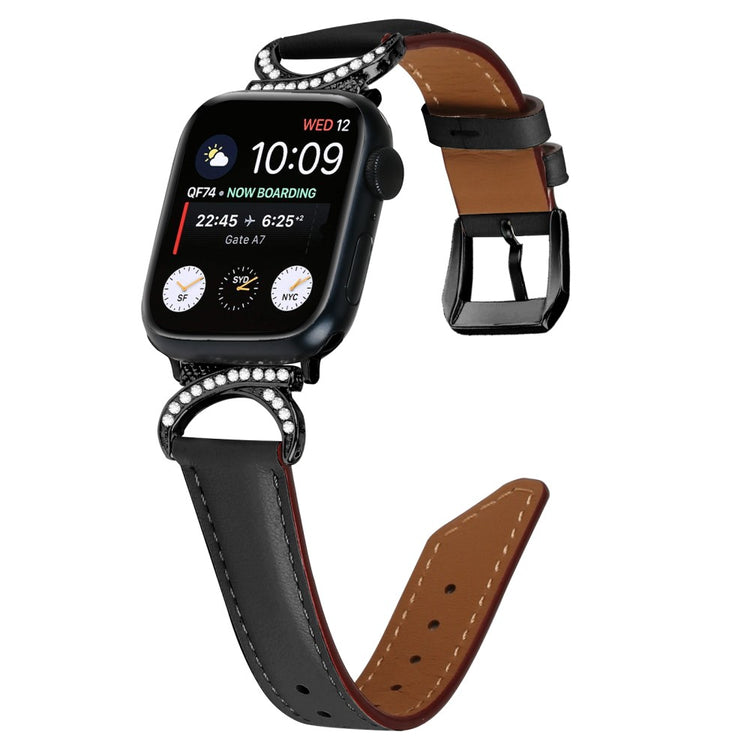 Helt Vildt Sejt Ægte Læder Universal Rem passer til Apple Smartwatch - Sort#serie_3