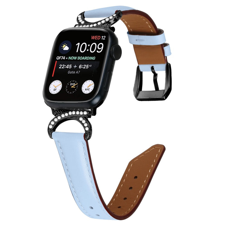 Helt Vildt Sejt Ægte Læder Universal Rem passer til Apple Smartwatch - Blå#serie_4