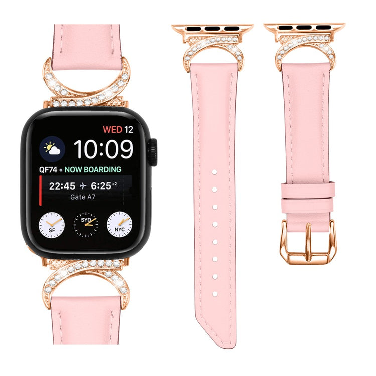 Meget Fint Ægte Læder Universal Rem passer til Apple Smartwatch - Pink#serie_2