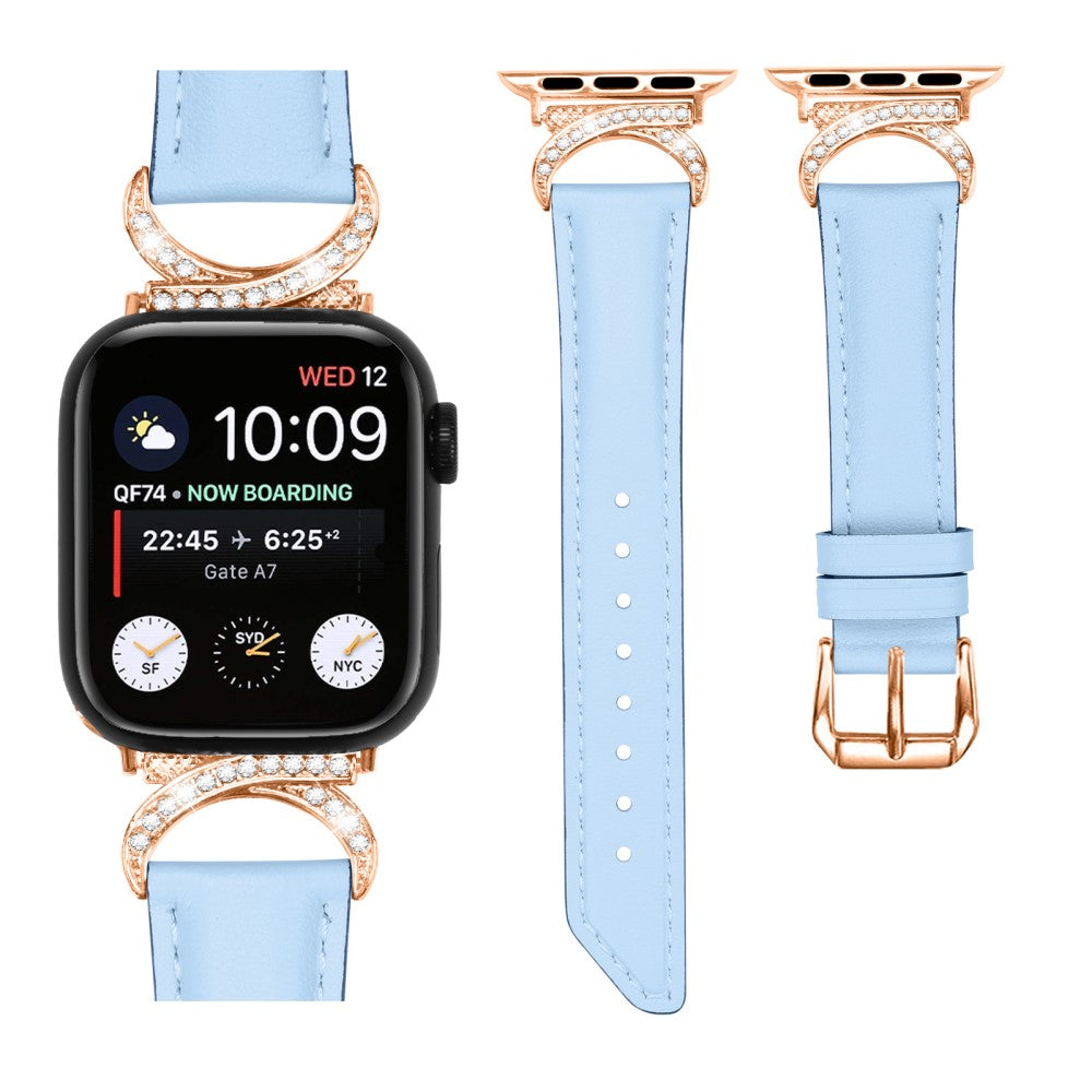 Meget Fint Ægte Læder Universal Rem passer til Apple Smartwatch - Blå#serie_4
