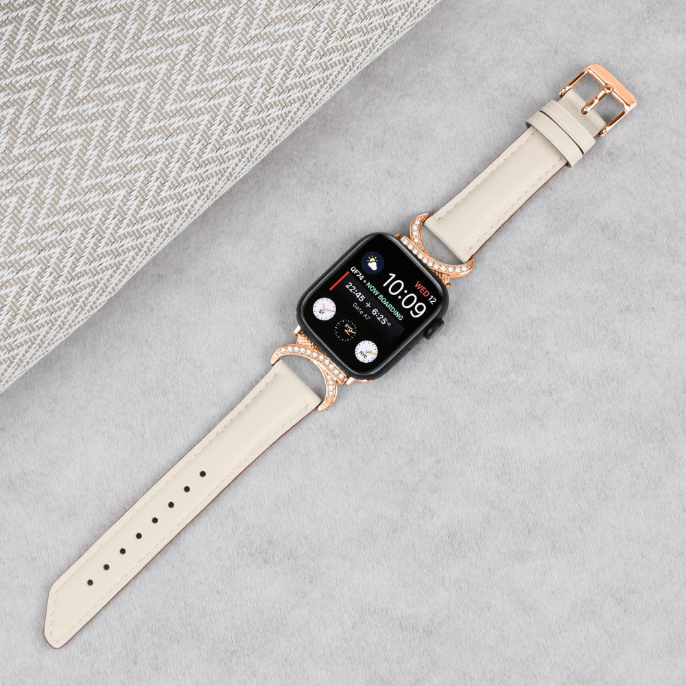 Meget Fint Ægte Læder Universal Rem passer til Apple Smartwatch - Hvid#serie_5