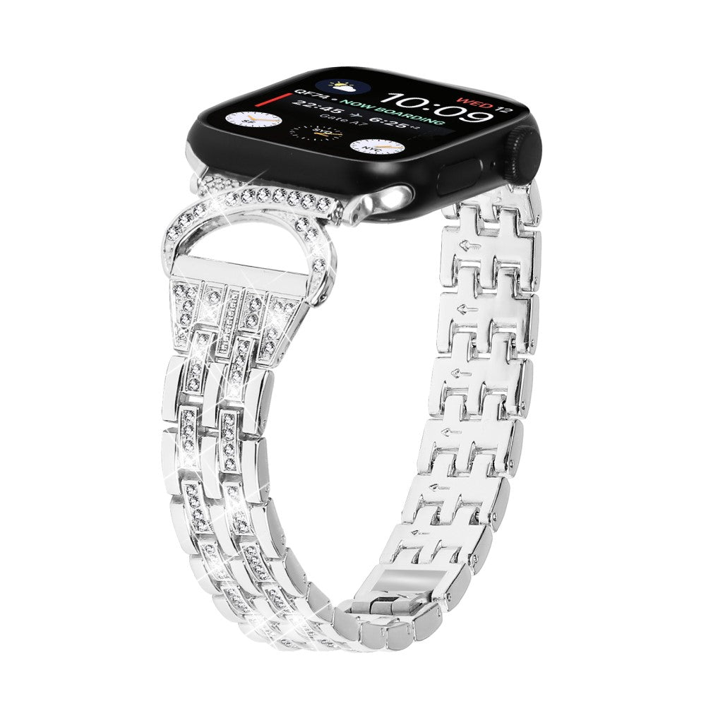Super Sejt Metal Og Rhinsten Universal Rem passer til Apple Smartwatch - Sølv#serie_4