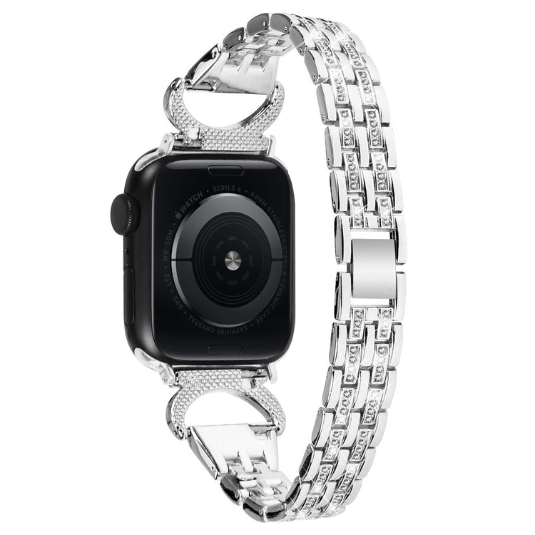 Super Sejt Metal Og Rhinsten Universal Rem passer til Apple Smartwatch - Sølv#serie_4