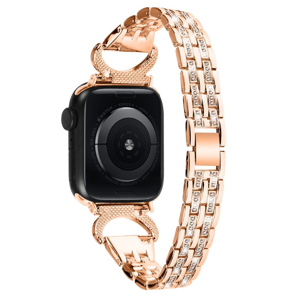 Vildt Fed Metal Og Rhinsten Universal Rem passer til Apple Smartwatch - Pink#serie_2