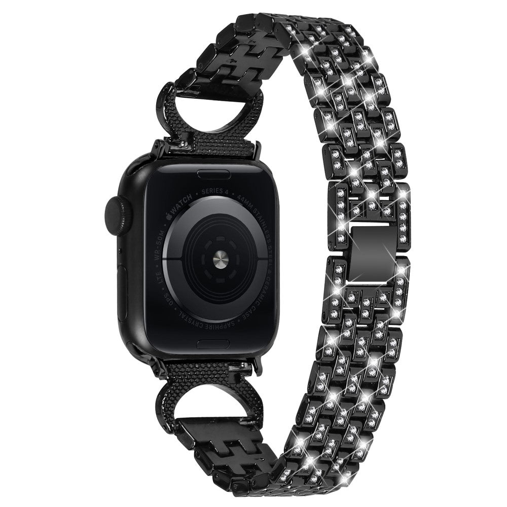 Super Sejt Metal Og Rhinsten Universal Rem passer til Apple Smartwatch - Sort#serie_1
