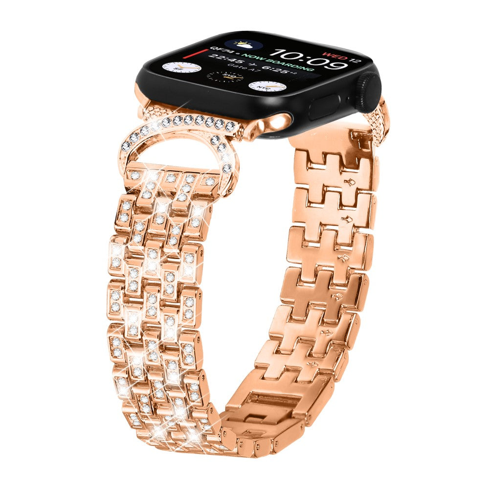 Super Sejt Metal Og Rhinsten Universal Rem passer til Apple Smartwatch - Pink#serie_2
