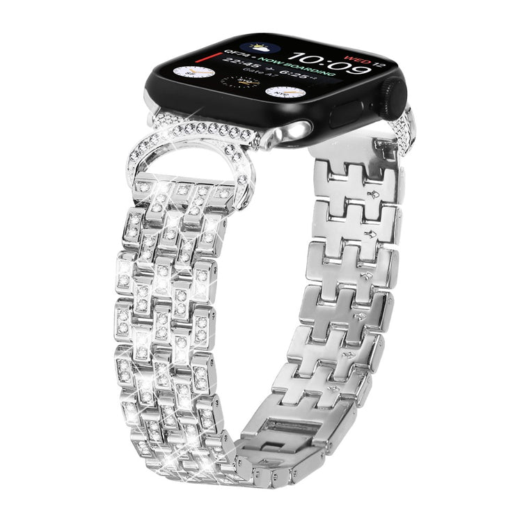 Super Sejt Metal Og Rhinsten Universal Rem passer til Apple Smartwatch - Sølv#serie_3