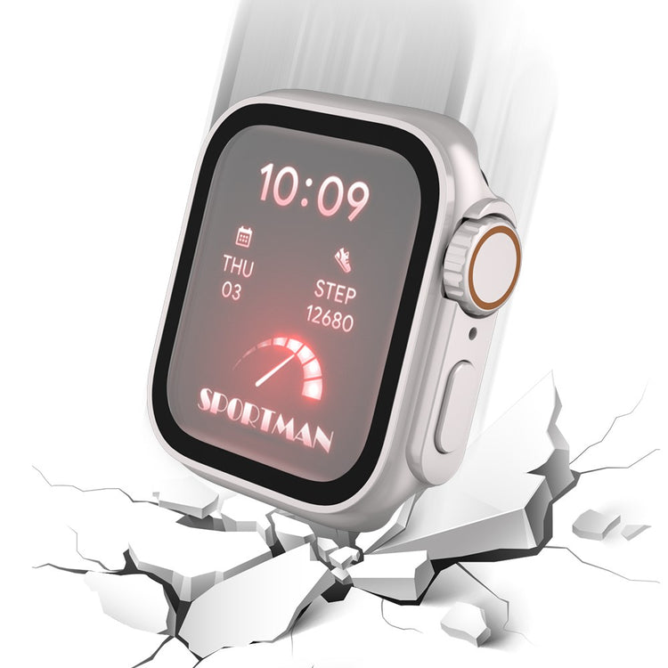 Vildt Fint Universal Cover med Skærmbeskytter i Plastik og Hærdet Glas passer til Apple Watch Series 8 (41mm) / Apple Watch Series 7 41mm - Hvid#serie_5