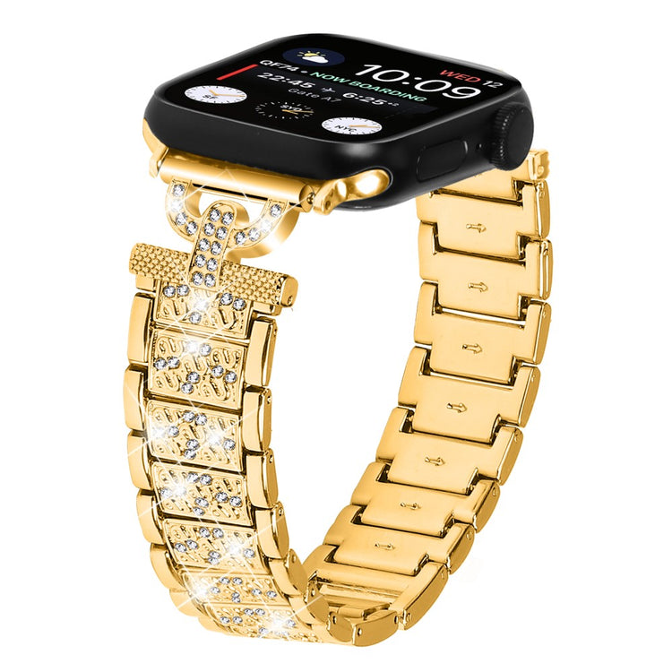 Super Cool Metal Og Rhinsten Universal Rem passer til Apple Smartwatch - Guld#serie_2