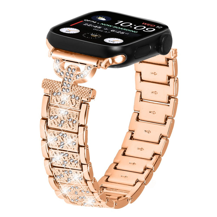 Super Cool Metal Og Rhinsten Universal Rem passer til Apple Smartwatch - Pink#serie_3