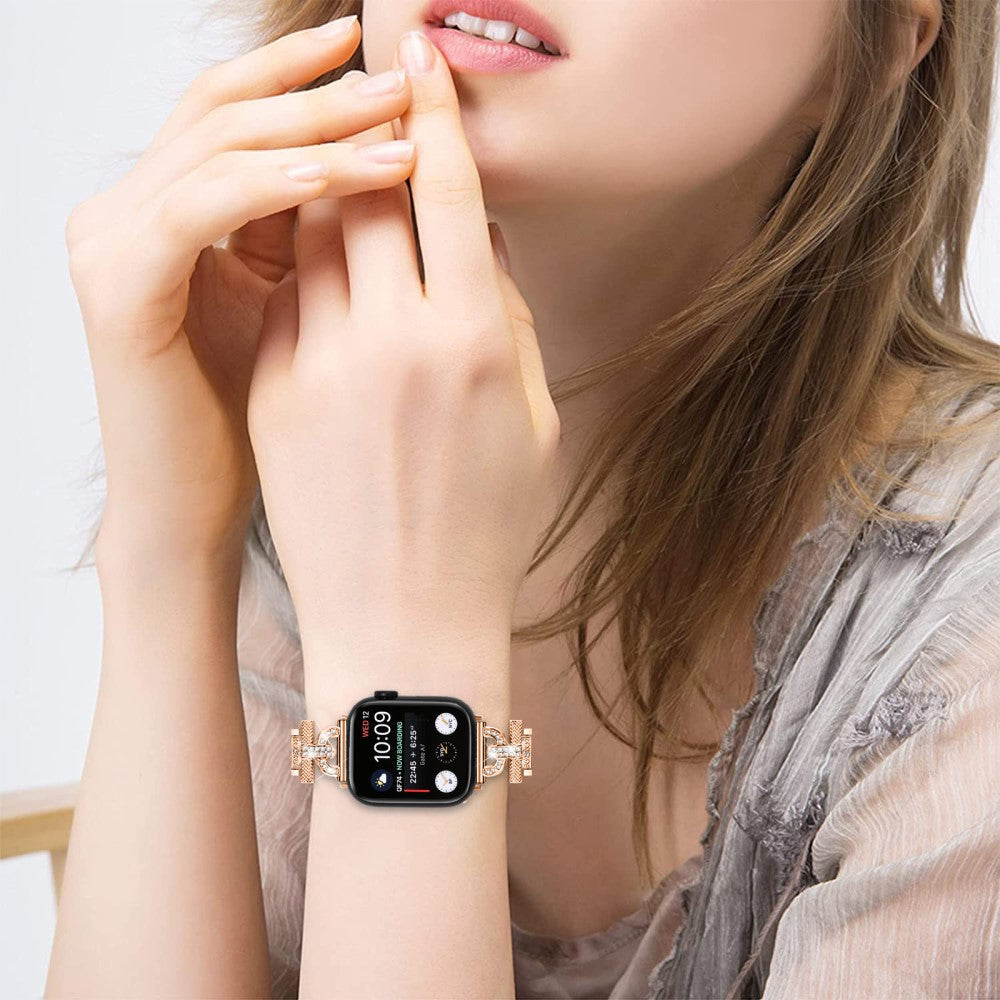 Super Cool Metal Og Rhinsten Universal Rem passer til Apple Smartwatch - Pink#serie_3