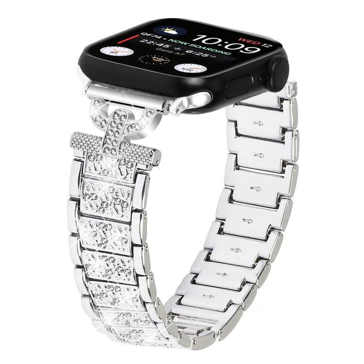 Super Cool Metal Og Rhinsten Universal Rem passer til Apple Smartwatch - Sølv#serie_4