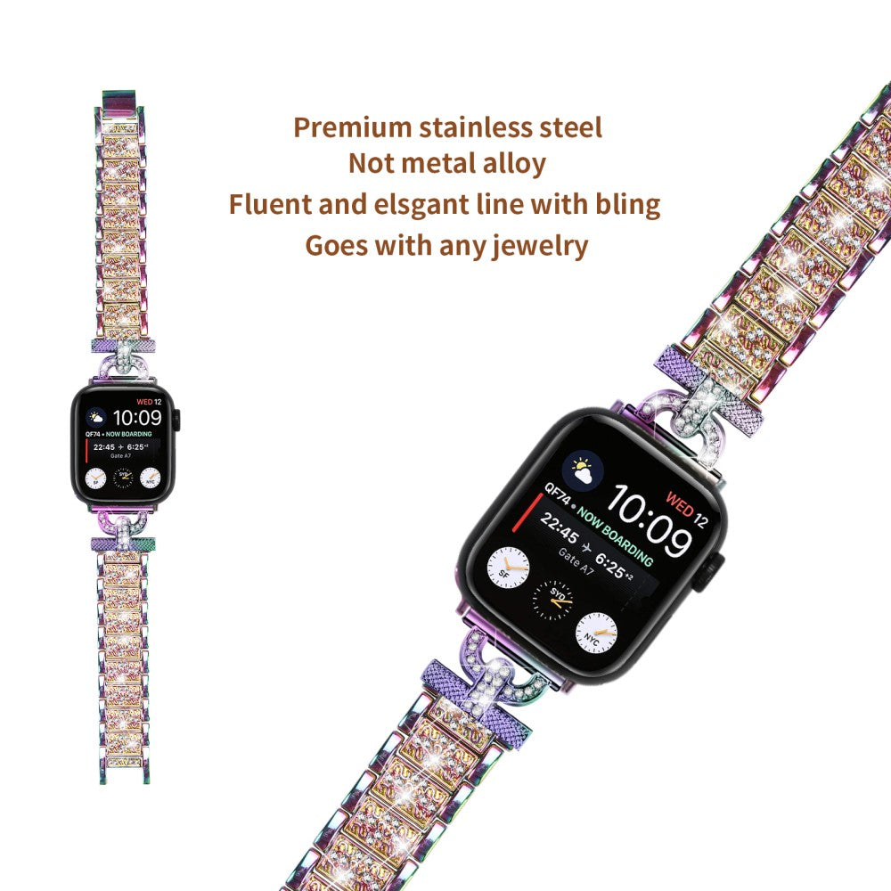 Super Cool Metal Og Rhinsten Universal Rem passer til Apple Smartwatch - Flerfarvet#serie_5