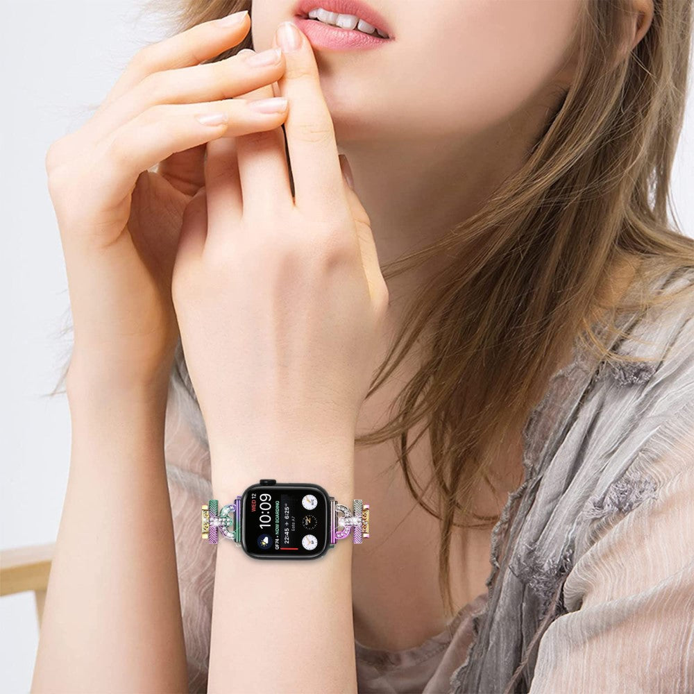 Super Cool Metal Og Rhinsten Universal Rem passer til Apple Smartwatch - Flerfarvet#serie_5