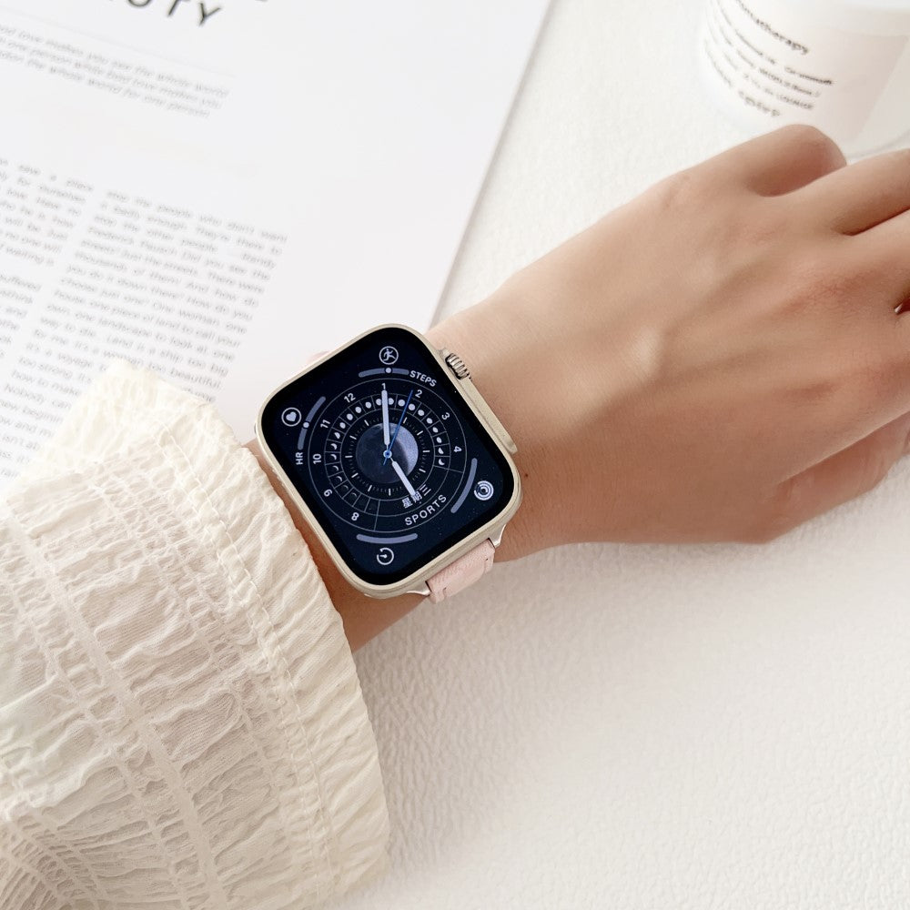 Solid Ægte Læder Universal Rem passer til Apple Smartwatch - Gul#serie_2