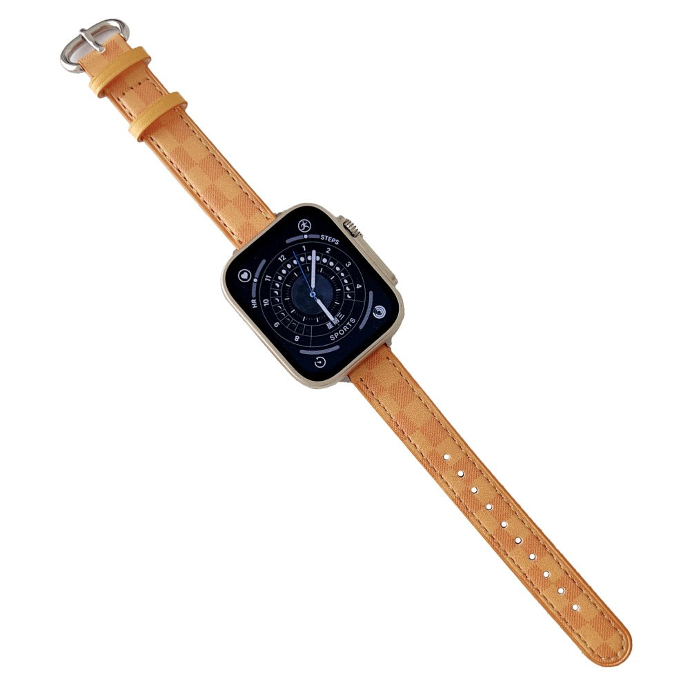Solid Ægte Læder Universal Rem passer til Apple Smartwatch - Gul#serie_2