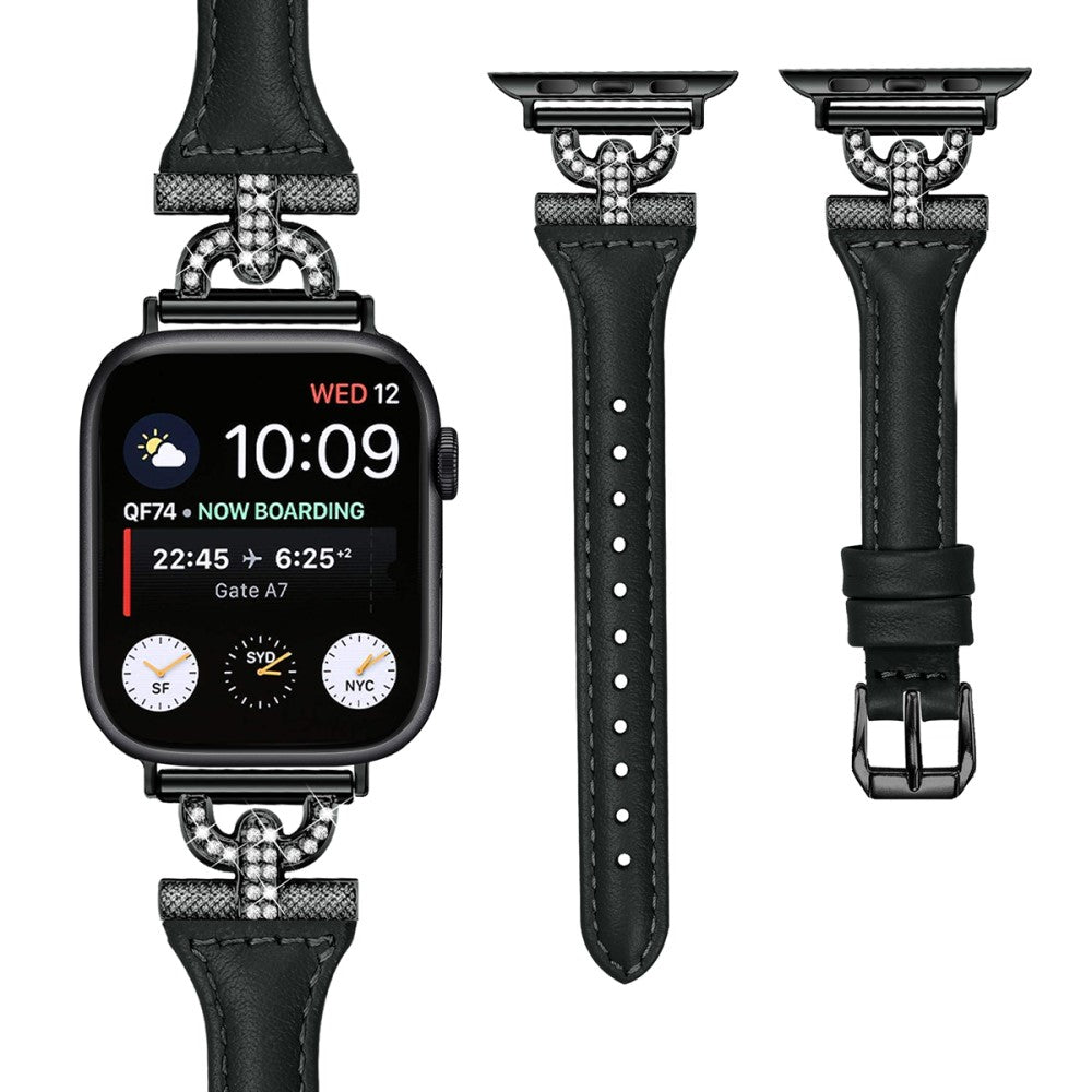 Mega Skøn Ægte Læder Universal Rem passer til Apple Smartwatch - Sort#serie_280