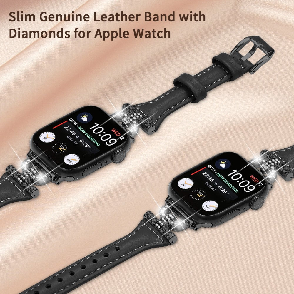 Mega Skøn Ægte Læder Universal Rem passer til Apple Smartwatch - Sort#serie_280