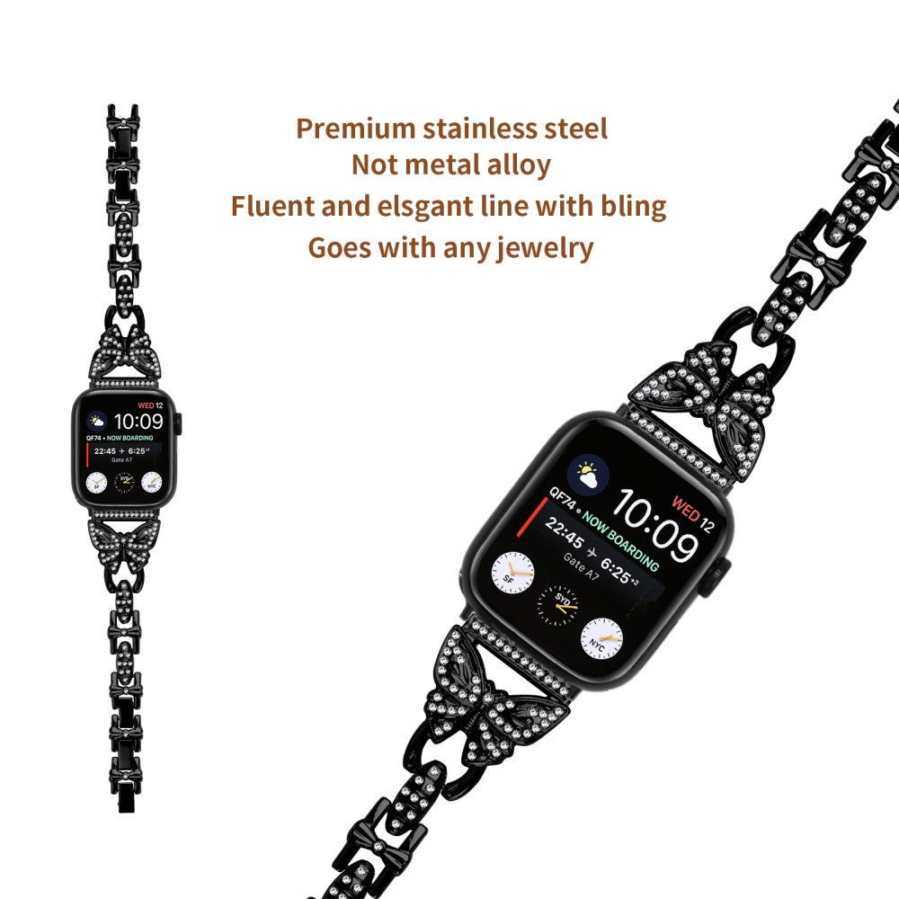 Meget Fint Metal Universal Rem passer til Apple Smartwatch - Sort#serie_1