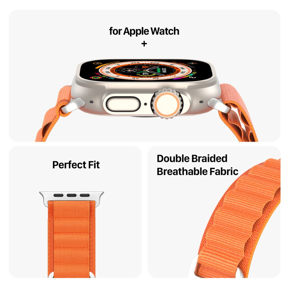 Vildt Fed Metal Og Nylon Universal Rem passer til Apple Smartwatch - Orange#serie_3