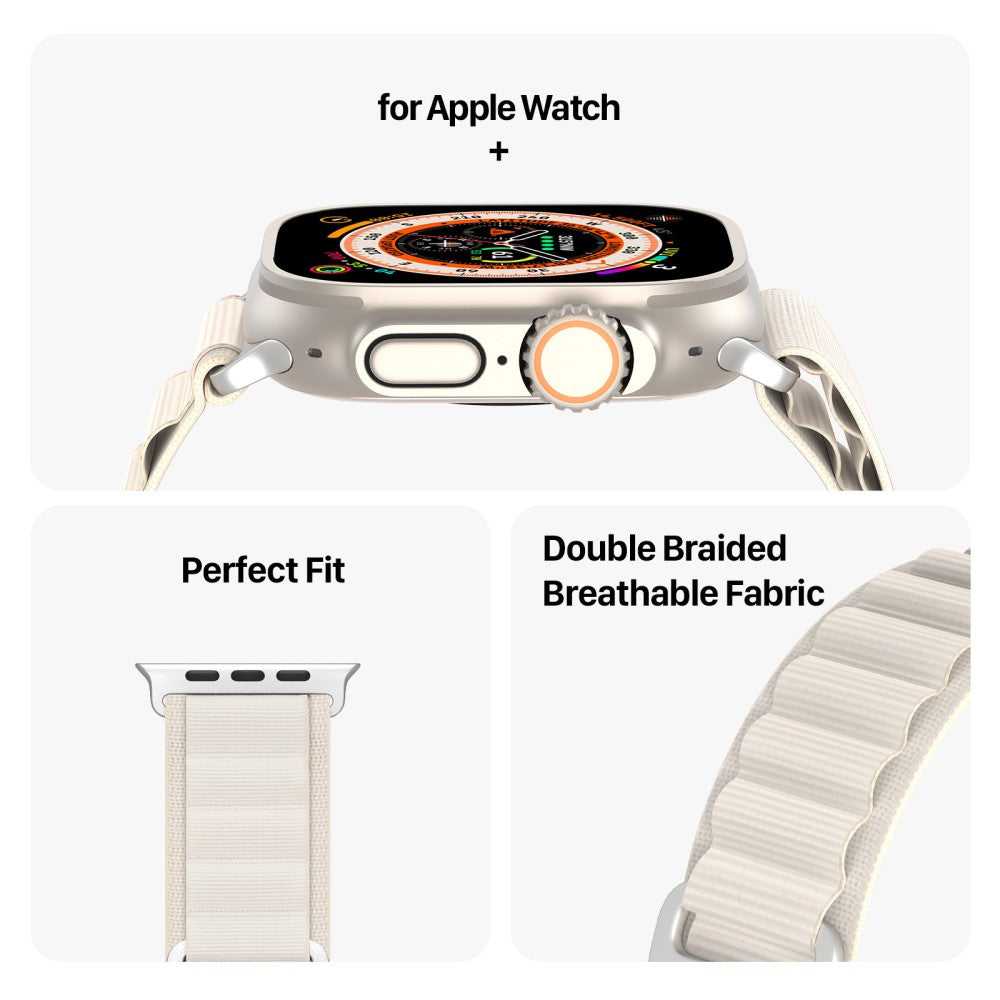 Vildt Fed Metal Og Nylon Universal Rem passer til Apple Smartwatch - Hvid#serie_4