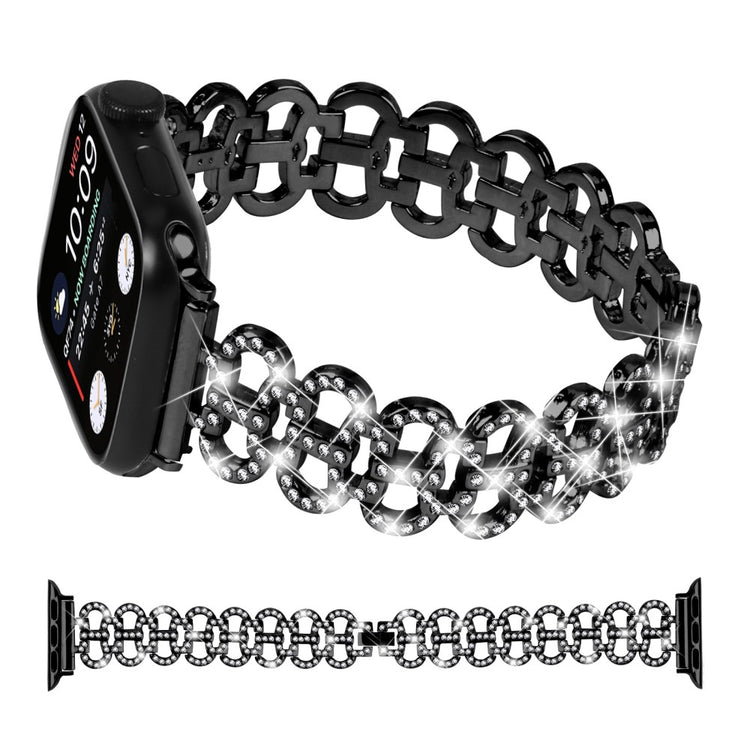 Super Smuk Metal Og Rhinsten Universal Rem passer til Apple Smartwatch - Sort#serie_1