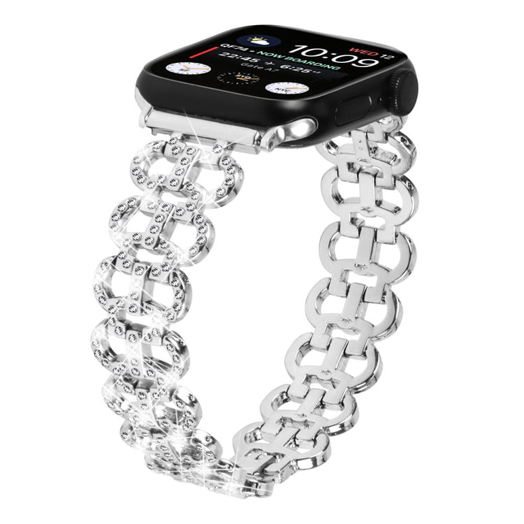 Super Smuk Metal Og Rhinsten Universal Rem passer til Apple Smartwatch - Sølv#serie_4