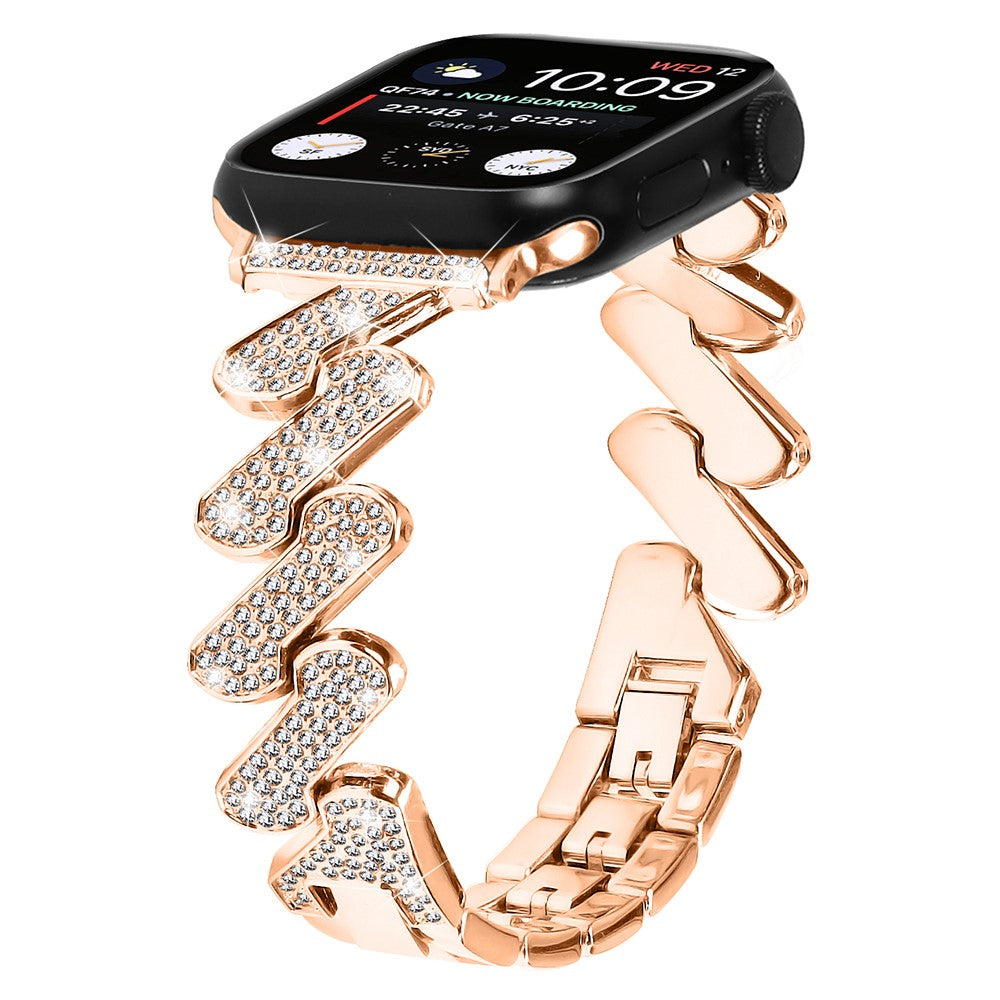 Mega Cool Metal Og Rhinsten Universal Rem passer til Apple Smartwatch - Pink#serie_3