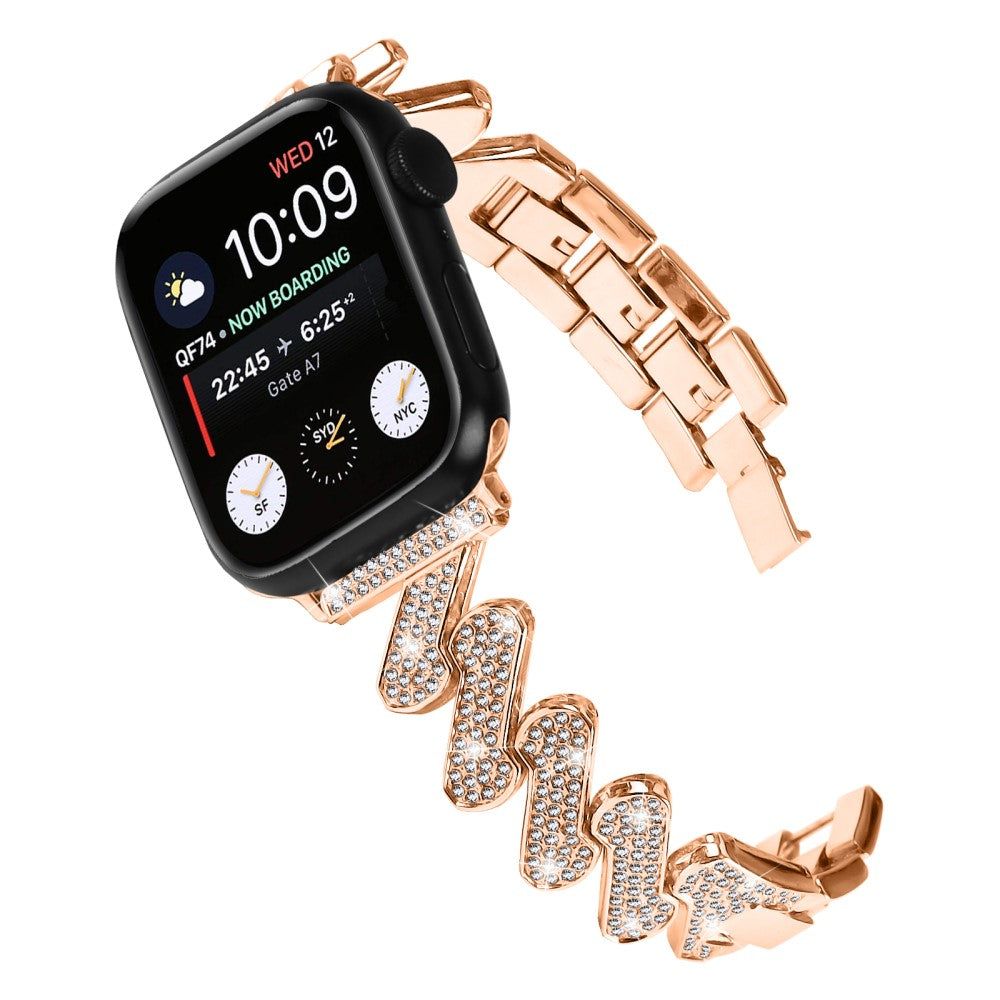 Mega Cool Metal Og Rhinsten Universal Rem passer til Apple Smartwatch - Pink#serie_3