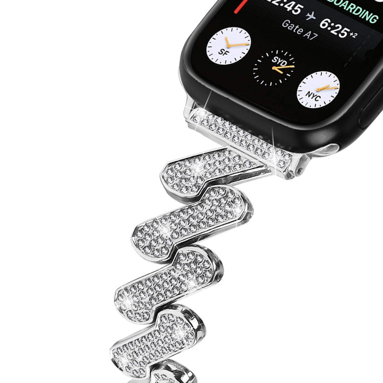 Mega Cool Metal Og Rhinsten Universal Rem passer til Apple Smartwatch - Sølv#serie_4