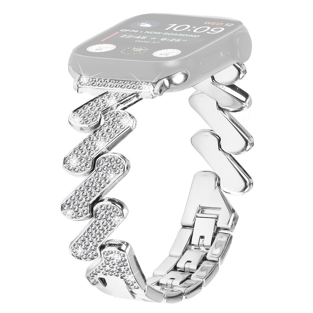 Mega Cool Metal Og Rhinsten Universal Rem passer til Apple Smartwatch - Sølv#serie_4