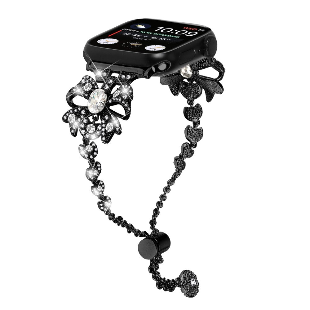 Mega Fint Metal Og Rhinsten Universal Rem passer til Apple Smartwatch - Sort#serie_1