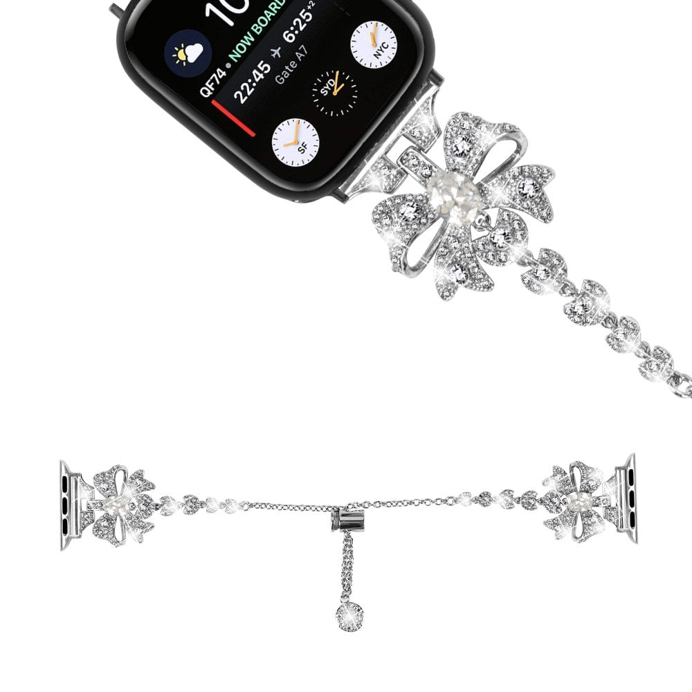 Mega Fint Metal Og Rhinsten Universal Rem passer til Apple Smartwatch - Sølv#serie_3