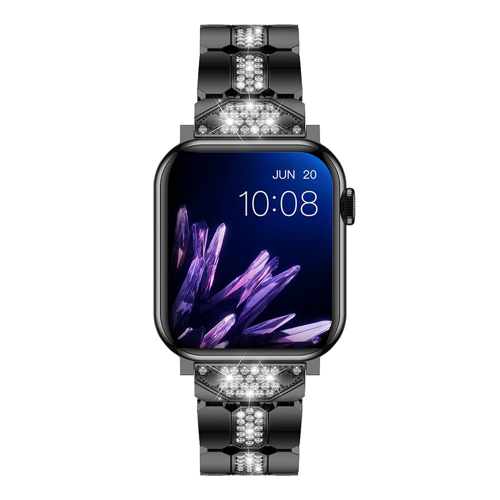 Fed Metal Og Rhinsten Universal Rem passer til Apple Smartwatch - Sort#serie_2