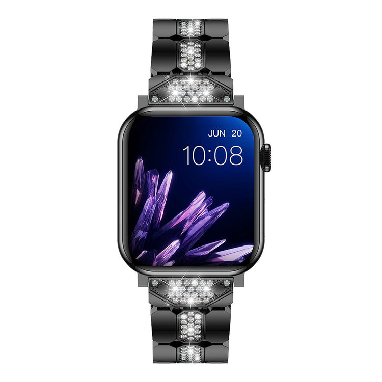 Fed Metal Og Rhinsten Universal Rem passer til Apple Smartwatch - Sort#serie_2