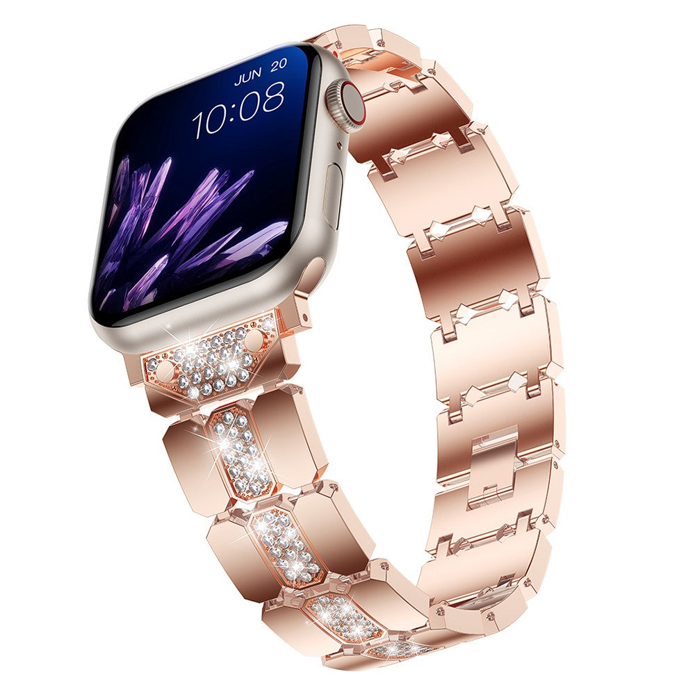 Fed Metal Og Rhinsten Universal Rem passer til Apple Smartwatch - Pink#serie_4