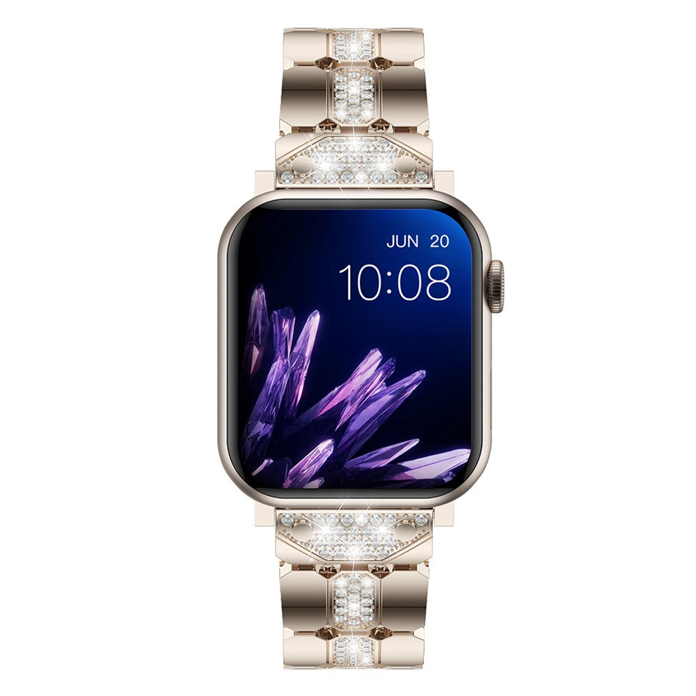 Fed Metal Og Rhinsten Universal Rem passer til Apple Smartwatch - Hvid#serie_5