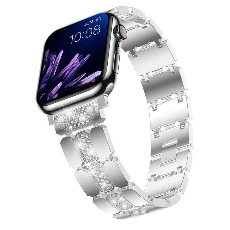 Fed Metal Og Rhinsten Universal Rem passer til Apple Smartwatch - Sølv#serie_6