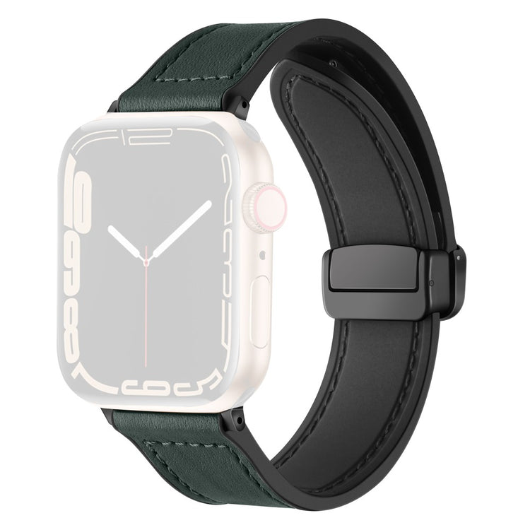 Fed Kunstlæder Og Silikone Universal Rem passer til Apple Smartwatch - Grøn#serie_2