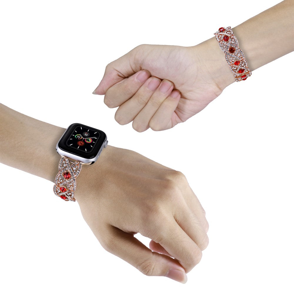Meget Flot Metal Og Rhinsten Universal Rem passer til Apple Smartwatch - Rød#serie_1