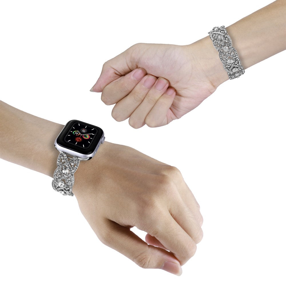Meget Flot Metal Og Rhinsten Universal Rem passer til Apple Smartwatch - Sølv#serie_2
