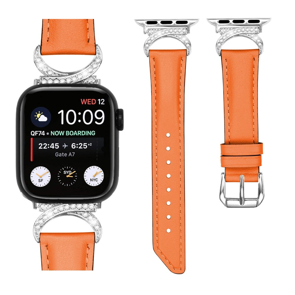 Nydelig Ægte Læder Universal Rem passer til Apple Smartwatch - Orange#serie_1